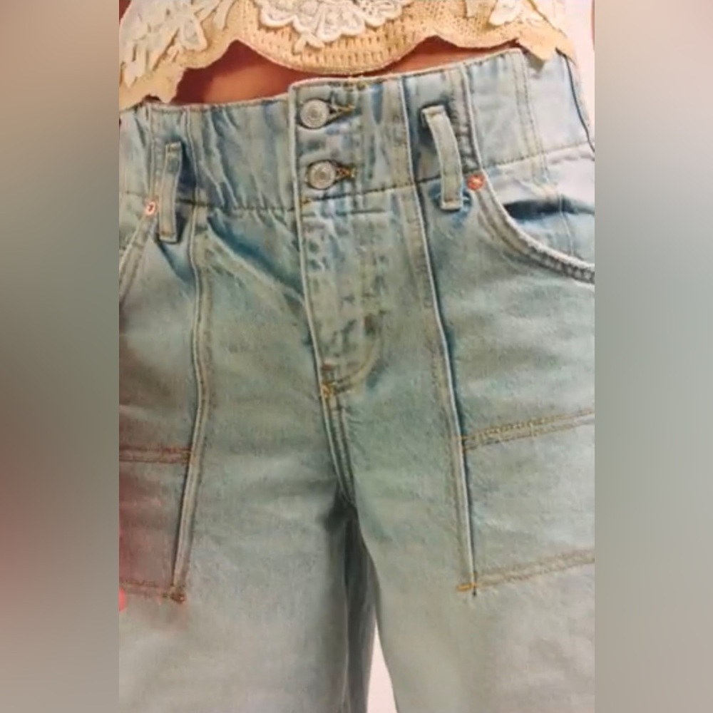 Free People We the Free Extreme Measures Barrel Shorts Lt Blue NWT - Picture 5 of 12